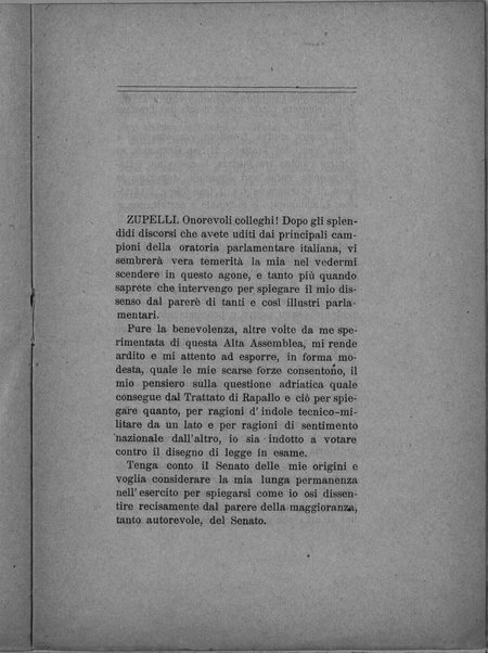 Il trattato di Rapallo. Discorso del senatore V. Zupelli pronunciato nella tornata del 16 dicembre 1920